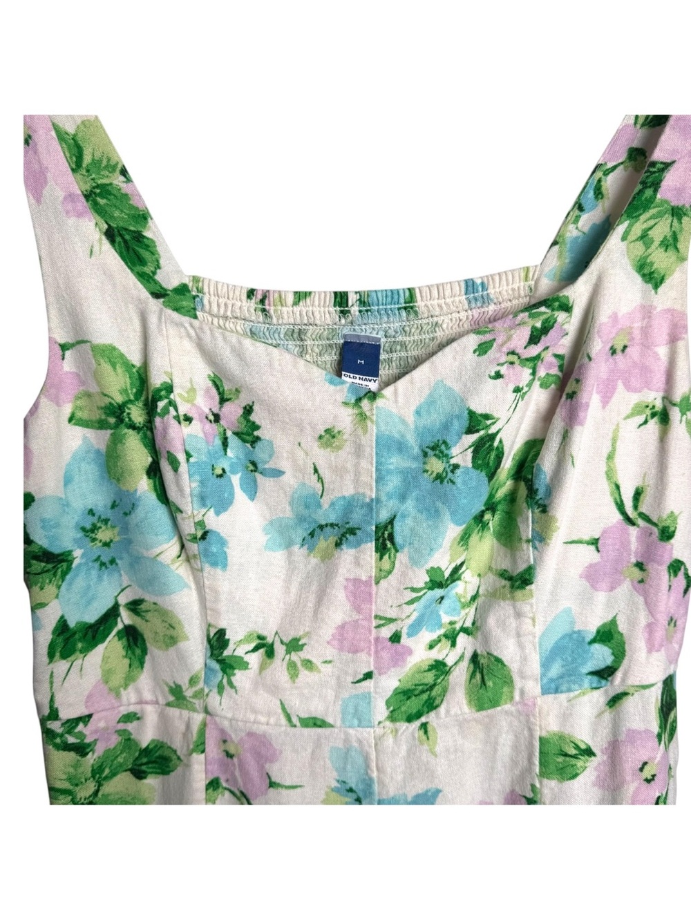 Old Navy Linen Blend Fit N Flare Midi Dress Size Medium Sleeveless Modern Hour - Picture 4 of 16